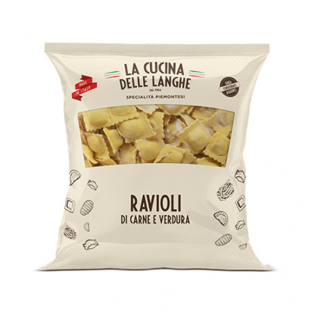 Ravioli quadrati carne e verdura